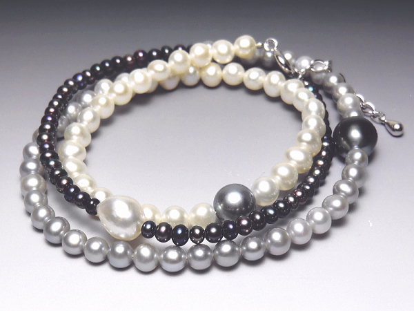 アコヤ真珠＆黒蝶真珠＆淡水真珠ブレスレット