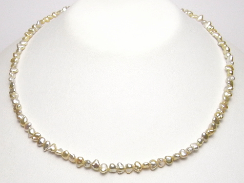 シャンパンゴールドカラーのアコヤ真珠「ケシ」ネックレス（6.0～5.0ミリ）：真珠専門エイチパールドットコム