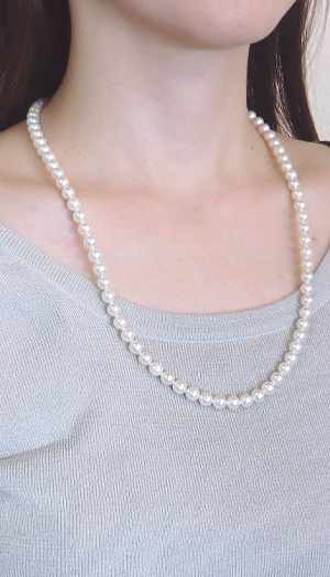 大珠あこや真珠のセミロングネックレス60 ≪60cm≫アコヤ真珠セミロングネックレス 約6.0-6.5mm SV y-n