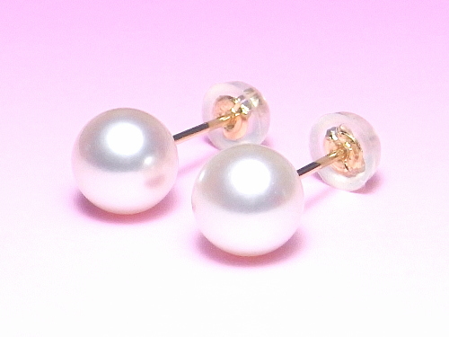 K18YGアコヤ真珠ピアス（7.0～6.5mm/直結タイプ）