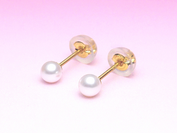 K18YGアコヤ真珠ピアス（3.5～3.0mm/直結タイプ）