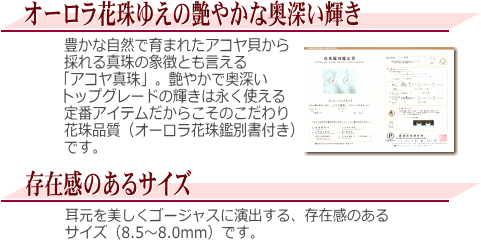 【オーロラ花珠】Ptアコヤ真珠ピアス(オーロラ花珠鑑別書付き)　説明