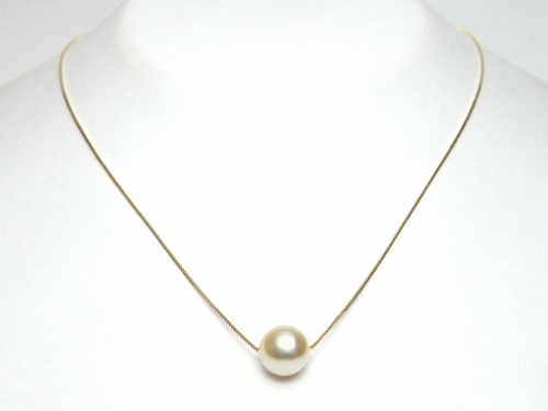 K18アコヤ真珠スルーネックレス（9ミリ/シャンパンゴールドカラー）：真珠専門エイチパールドットコム