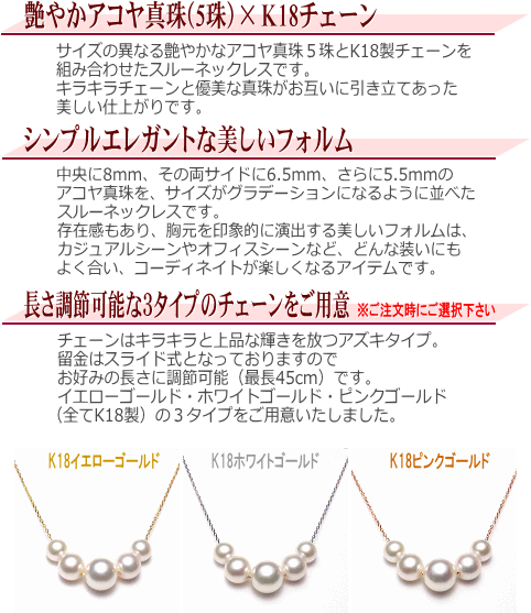楽天市場】アコヤ真珠パールスルーチェーンネックレス 5.5-6.0mm