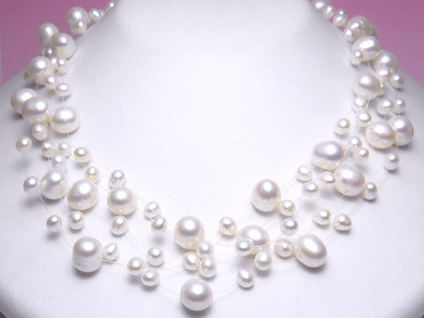 淡水真珠シースルーネックレス（５連）