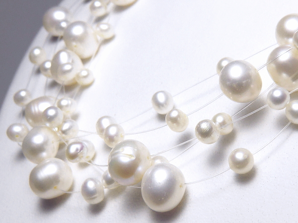 淡水真珠シースルーネックレス（５連）