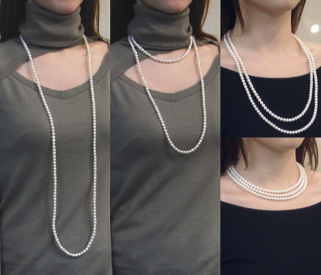 淡水真珠ロングネックレス（7.0～6.0mm/120cm）　使用例