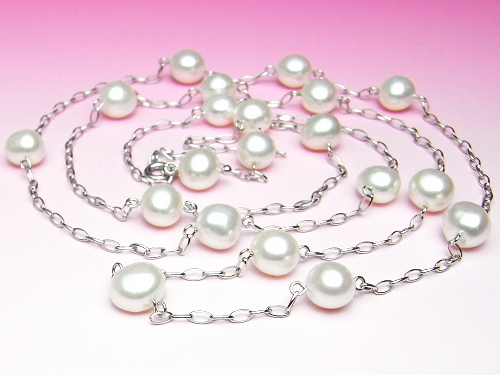 淡水真珠ロングステーションネックレス