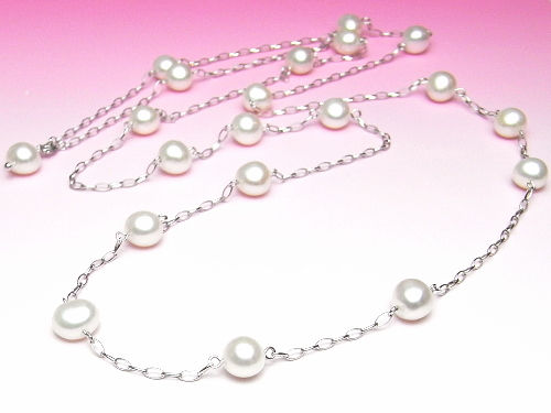 淡水真珠ロングステーションネックレス