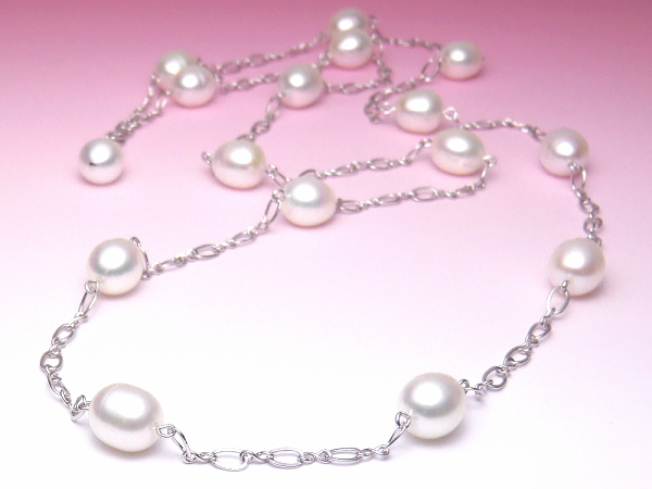 淡水真珠ロングステーションネックレス