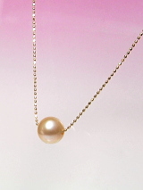 真珠の入れ替え＆長さ調節可能な淡水真珠スルーネックレス（オレンジカラー）
