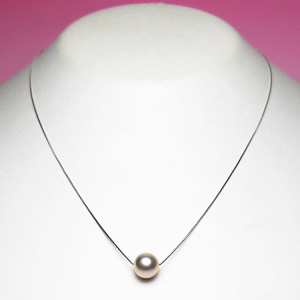 K18淡水真珠スルーネックレス（シルバーピンクカラー/7.5ミリ/WG・YG・PGより選択可） 全体