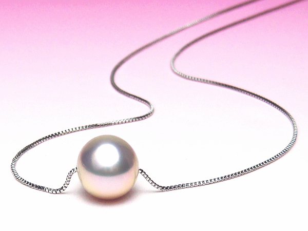 K18淡水真珠スルーネックレス（シルバーピンクカラー/7.5ミリ/WG・YG・PGより選択可）