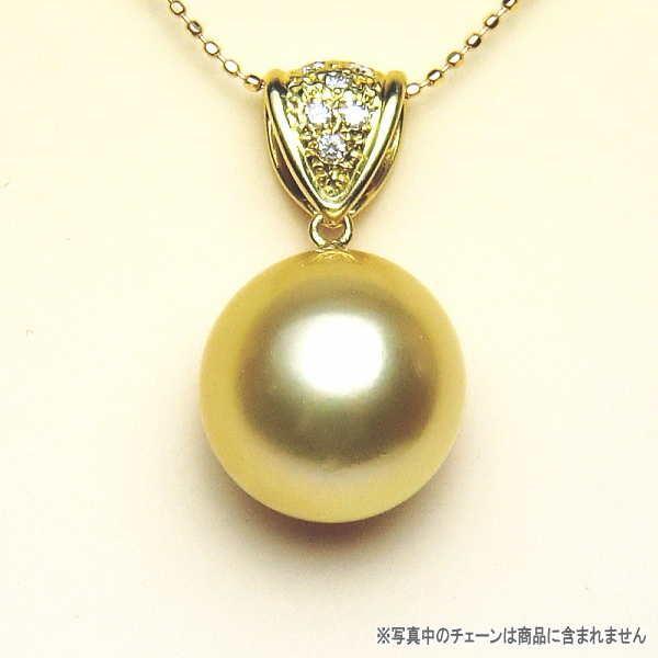 K18YG白蝶真珠ダイヤ入りペンダントトップ（ゴールドカラー） 