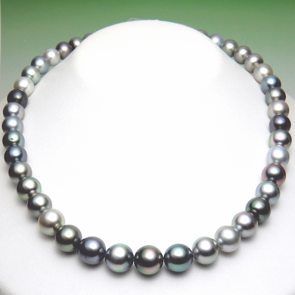 黒蝶真珠ネックレス（11.4～8.8ミリ／マルチカラー） ：真珠専門エイチパールドットコム