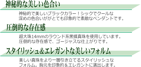 K18WG黒蝶真珠ダイヤ入りペンダント　説明