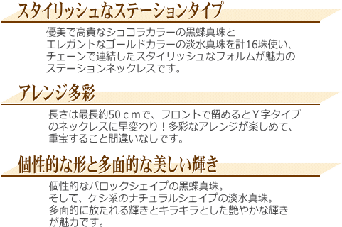 黒蝶真珠＆淡水真珠ステーションネックレス　説明