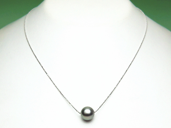 K18WG黒蝶真珠スルーネックレス