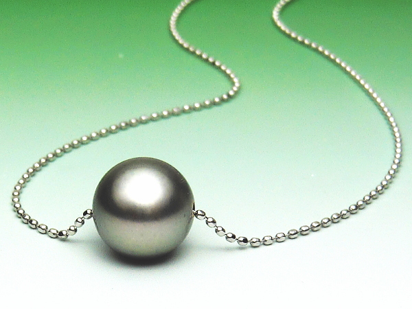 K18WG黒蝶真珠スルーネックレス