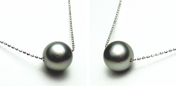 K18WG黒蝶真珠スルーネックレス